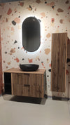Set Mobilier pentru baie, din pal si MDF, 6 piese, 100 cm, Xilo Stejar Wotan / Negru (3)