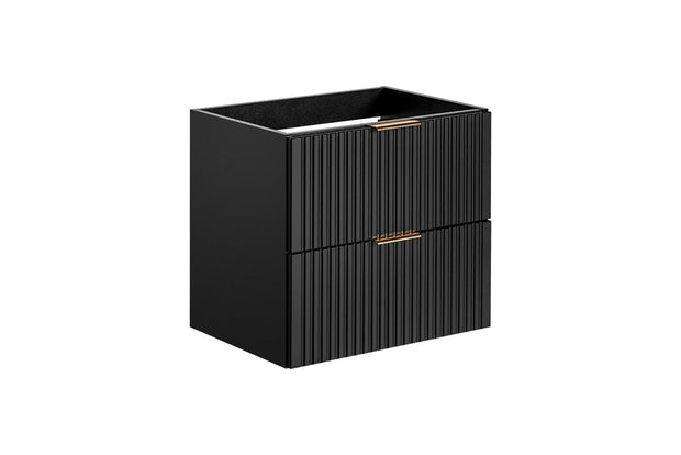 Set Mobilier pentru baie, din pal si MDF, 6 piese, 60 cm, Adel Apollo Negru Mat (6)