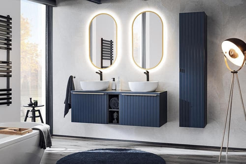 Comad Set Mobilier pentru baie, din pal si MDF, 9 piese, 140 cm, Santa Fe Large Oval Bleumarin