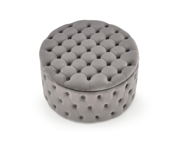 Taburet tapitat cu stofa si spatiu de depozitare, Nunez Velvet Gri, Ø70xH40 cm (6)