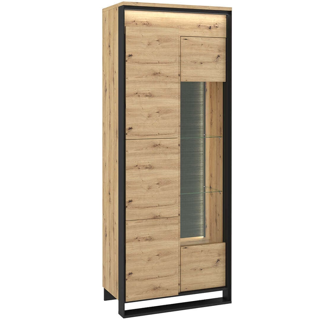 Lenart Vitrina din pal cu 2 usi Quant 03 Small Stejar Artisan / Negru, l76xA41xH195 cm