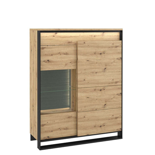 Lenart Vitrina din pal cu 2 usi Quant 06 Large Stejar Artisan / Negru, l110xA41xH140 cm