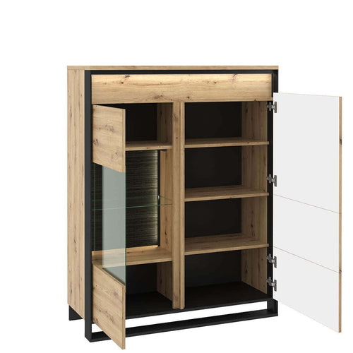 Lenart Vitrina din pal cu 2 usi Quant 06 Large Stejar Artisan / Negru, l110xA41xH140 cm