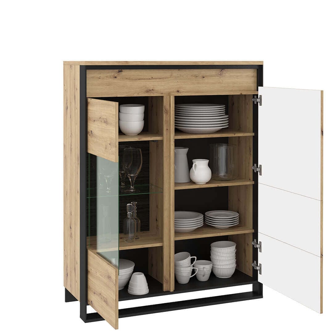 Lenart Vitrina din pal cu 2 usi Quant 06 Large Stejar Artisan / Negru, l110xA41xH140 cm