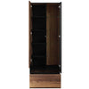 Lenart Vitrina din pal, cu 2 usi si 1 sertar, Borga 02 Small Stejar Catania / Negru, l70xA41xH197 cm