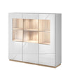 Lenart Vitrina din pal, cu 3 usi si LED inclus, Futura 06 Large Alb / Stejar Riviera, l150xA41xH141 cm